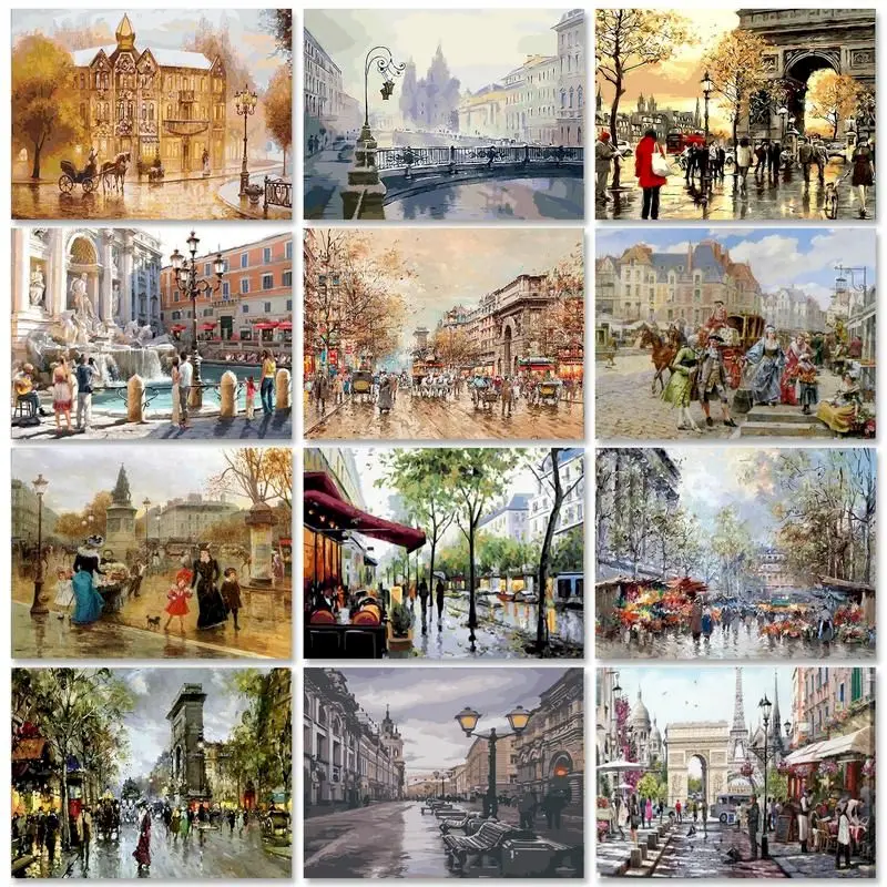 

GATYZTORY Frame Diy Painting By Numbers Kit Street Scenery Drawing By Numbers For Adults Pictures By Numbers Figures On Canvas