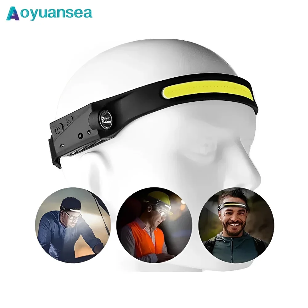

Aoyuansea LED Induction Headlamp Camping Search Light USB Rechargeable Headlight LED Head Torch Work Light With Built-in Battery