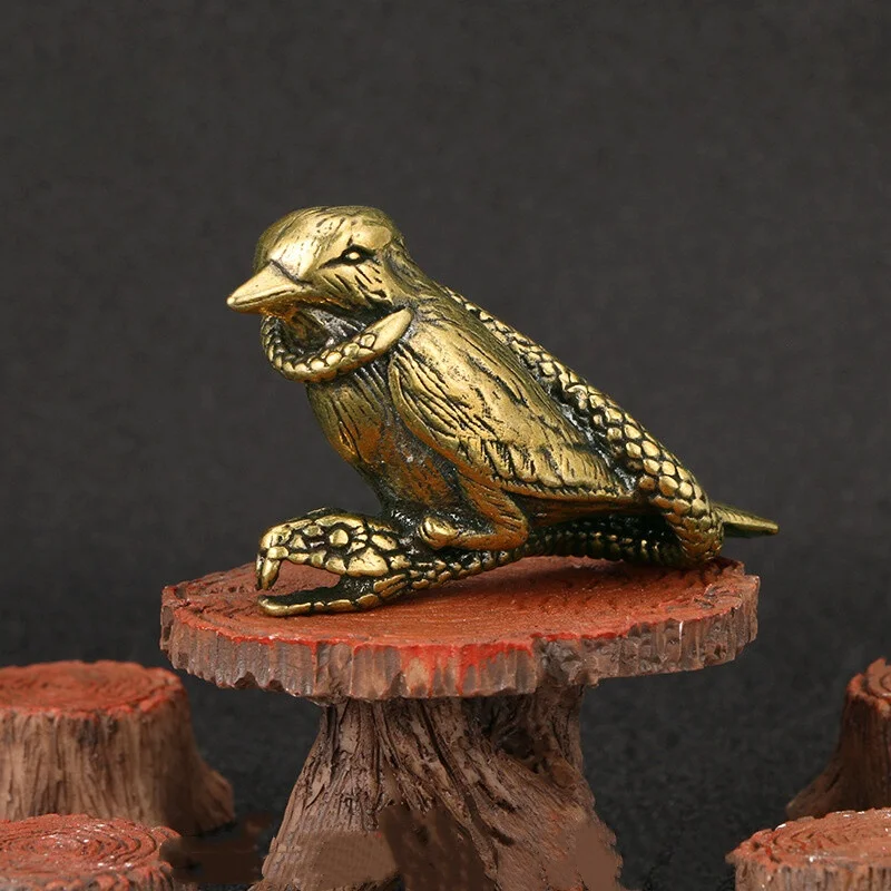 

Brass Bird Entangled in Snake Trinket Antique Brass Animal Figurine