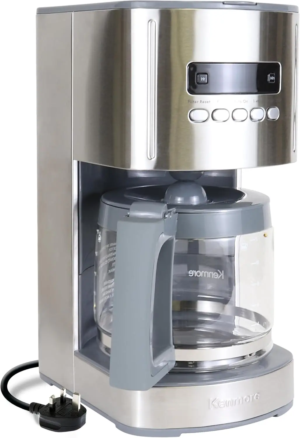

Kenmore Coffee Maker 12 cup Drip Coffee Machine Reusable Filter Programmable Timer Digital Display Aroma Control Glass Carafe Ch