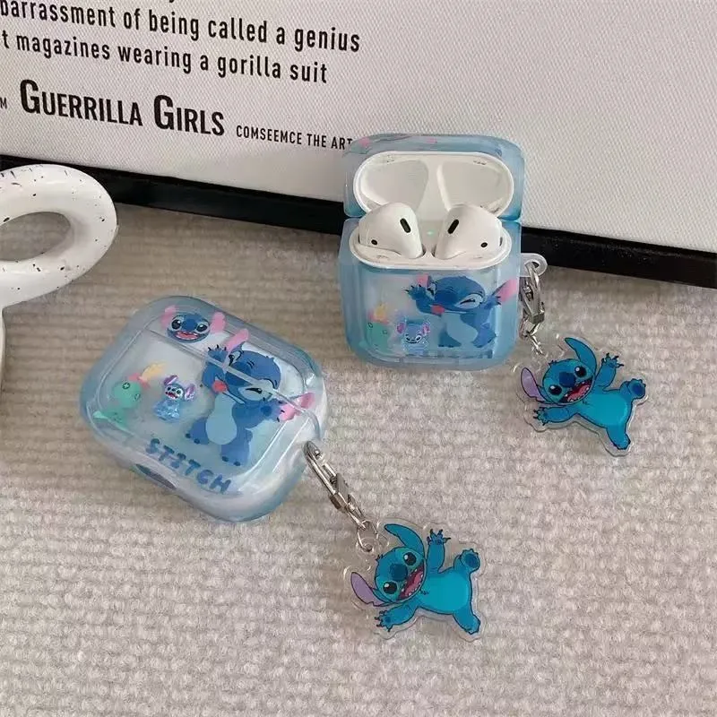

Cute Stitch Headphone Case For AirPods 4 (2024) Airpod Pro 1 2 3 Bluetooth Earbuds Charging Box Protective Earphone Cover