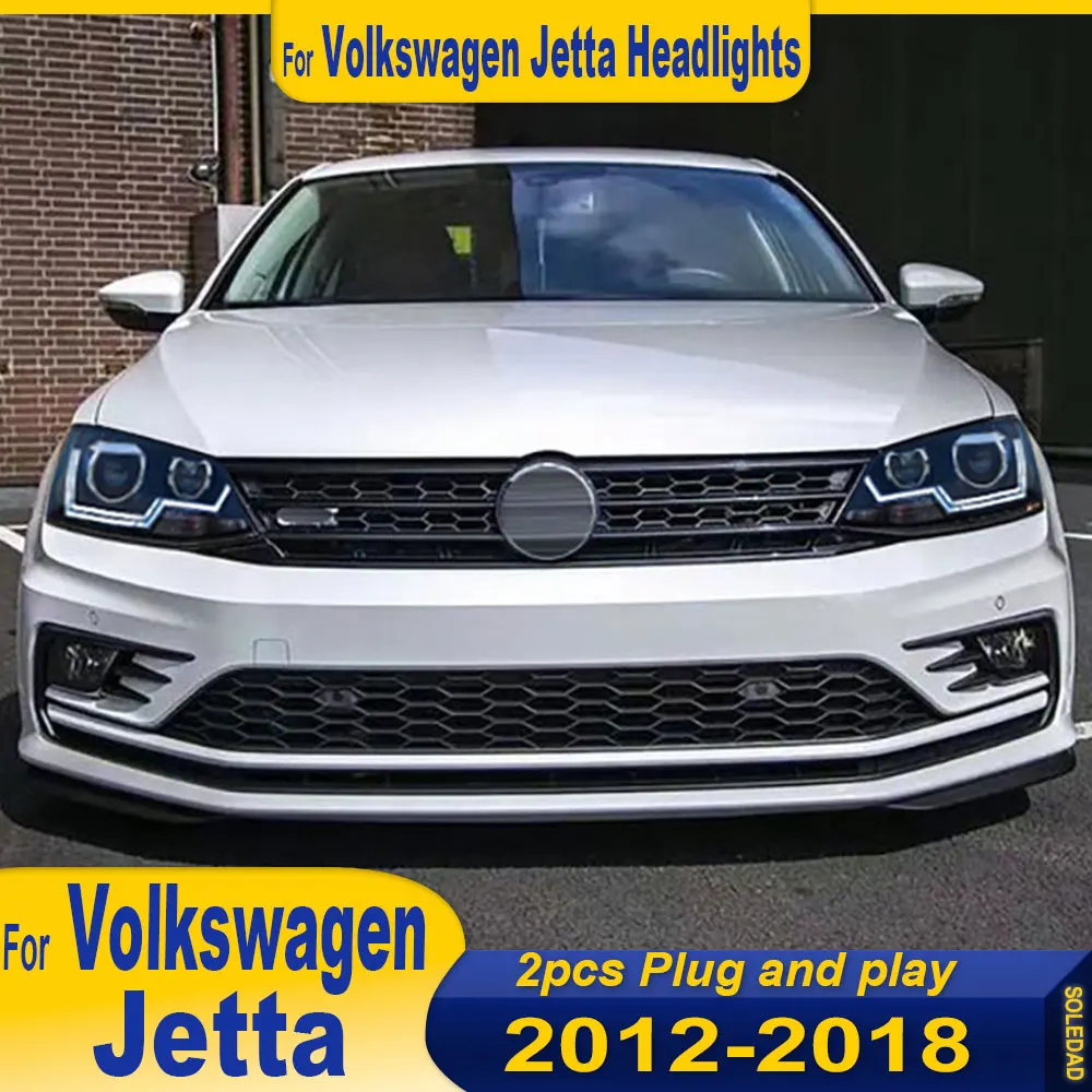 Car LED Headlight Light For Volkswagen Jetta 2012-2018 SAGITAR Fog DRL Brake Turn Signal Lamp Assembly Plug And Play Assemblies
