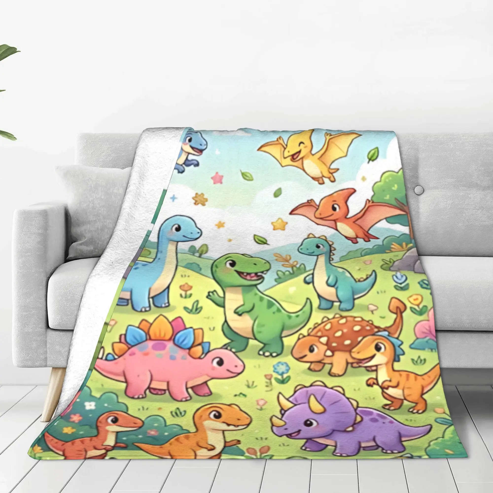 1PC Home Cute Dinosaur  Blanket Throw Super Cosy Plush Living Room Sofa Gift for Give Thanks Christmas Happy New Year