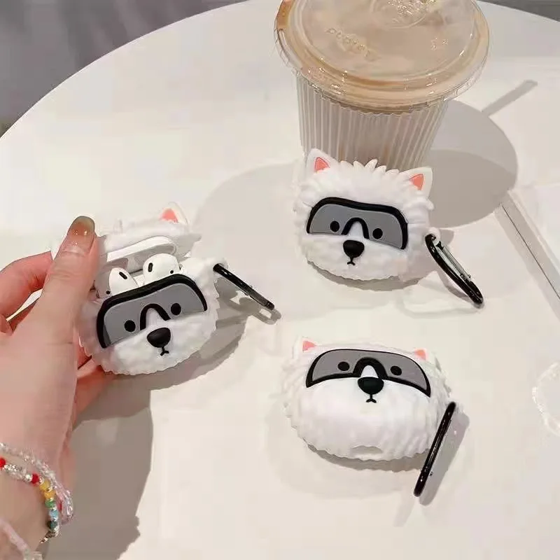 Для Airpods чехол, милый 3D мультяшный белый стеклянный чехол для Airpods 3, мягкий силиконовый чехол для наушников Airpods Pro 2