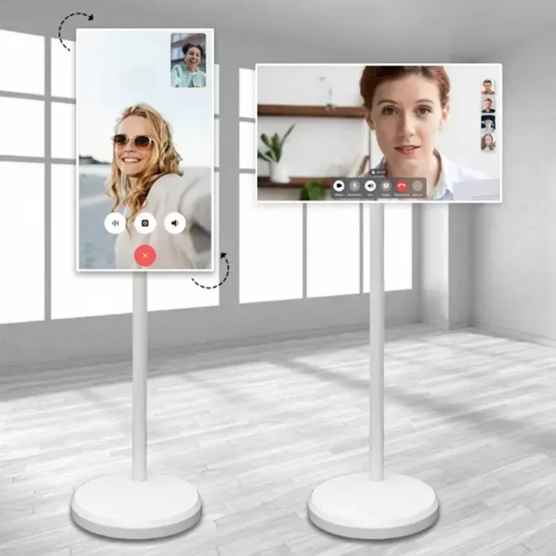 

27 Inch Floor Standing Touch Screen Interactive Display Smart Mobile Tv For Fitness Game Meeting
