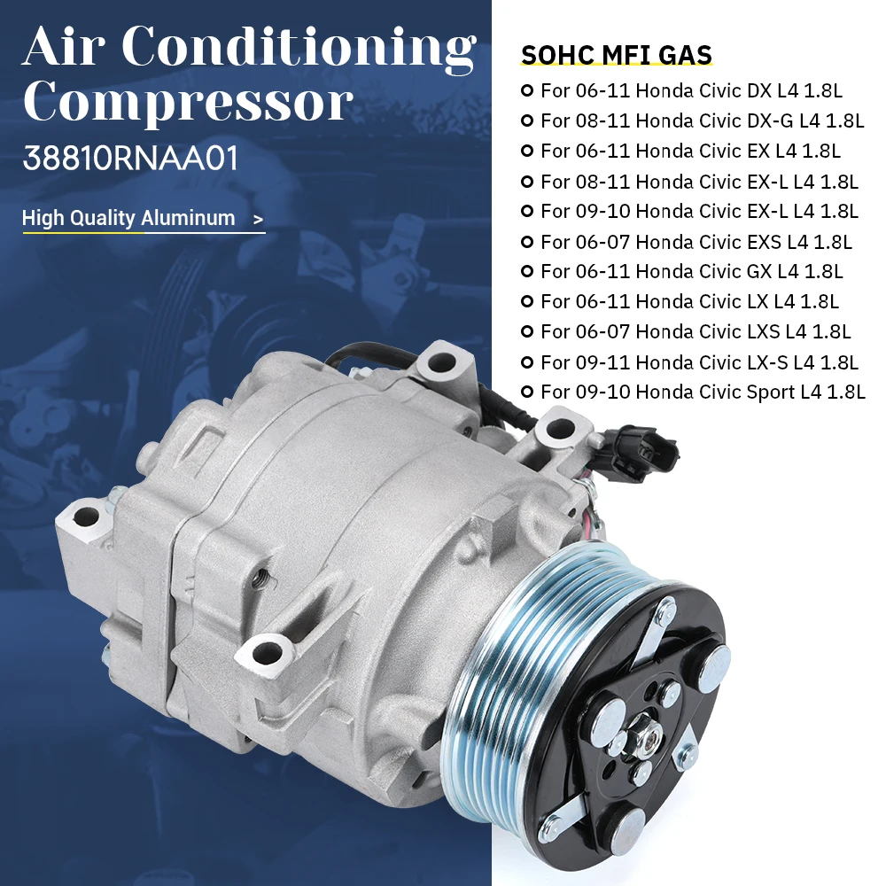 air conditioning compressor For Honda civic 06-11 Honda Civic 1.8L CO 4918AC 38810RNAA02 38810-RNA-A02 38810RRBA01 38810-RRB-A01