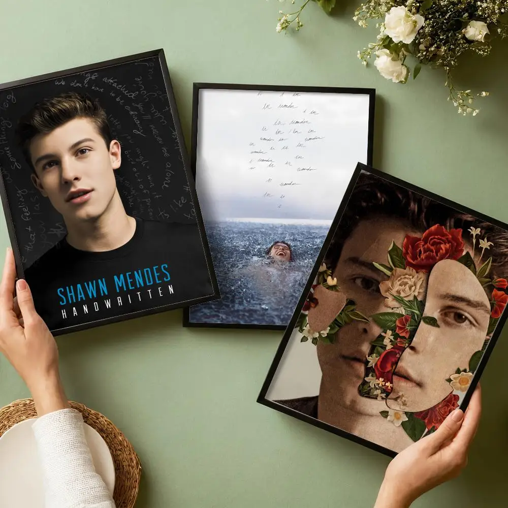 S-Shawn Mendes SINGER Poster Waterproof Wall Art Sticker for Home Bar Decoration, Self-Adhesive Room Wall Decor Mural