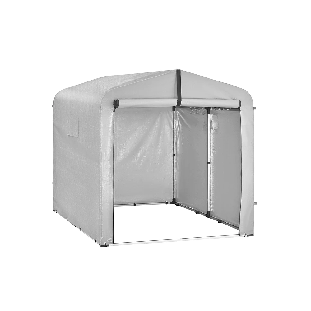 SoBuy KLS11-II-L fietsgarage in grijs, fietsgarage met rolsysteem, fietsbeschermhoes van aluminium en PE-doek, 219×159×165 cm