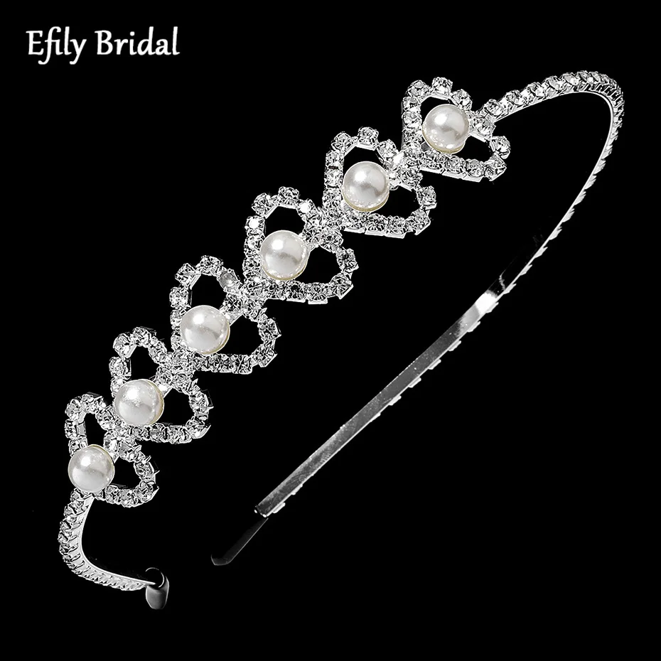 Efily Pearl Rhinestone Headband for Girls Women Party Hair Jewelry Wedding Hair Accessories Bridal Hairband Prom Bridesmaid Gift