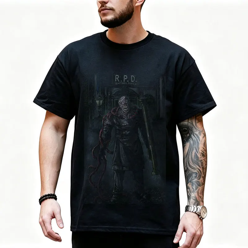 Vintage Resident Evil Nemesis Unisex T‑Shirt Biohazard Survival Horror Game Graphic Print Tee Retro Dark Gamer Streetwear Tops