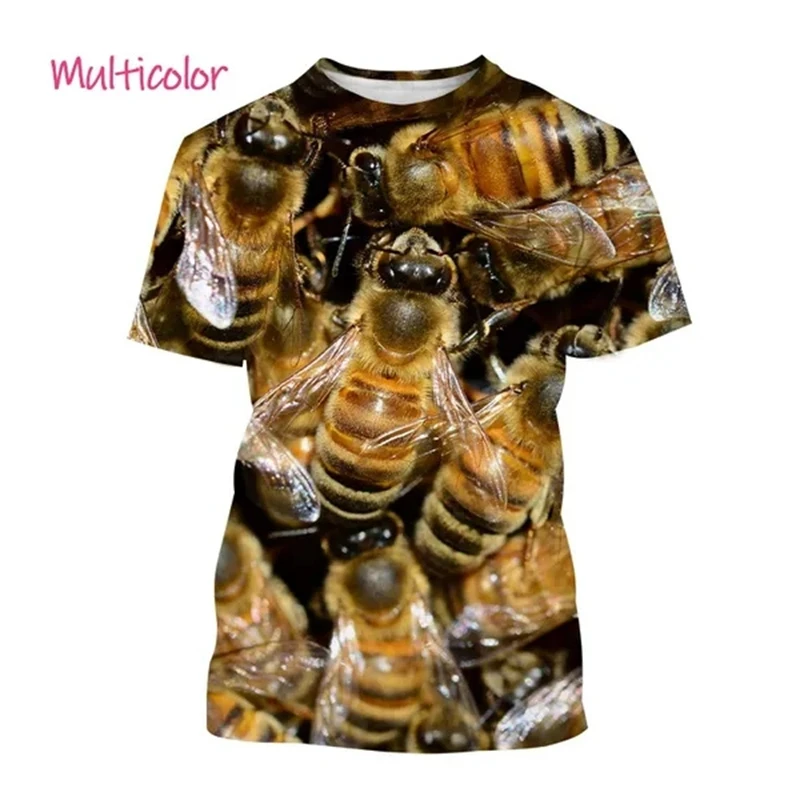 Newest Bee 3D T-shirt Summer Personality Honeycomb Bee Printed Short-sleeved Hip-hop Harajuku Unisex Honey T-shirt Graphic Tees