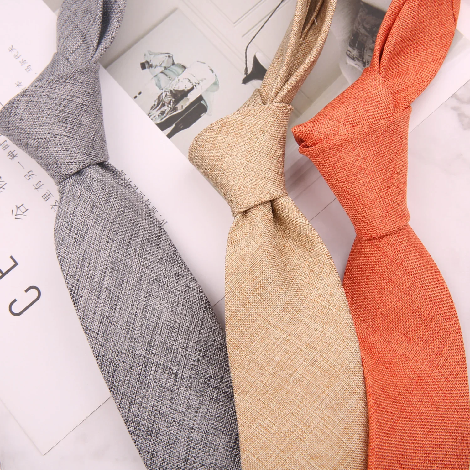 Narrow 6CM Tie Korean Leisure Small Fresh Artistic Clothing Accessory Ties Khaki Pink Solid Cravat for Women Boys Daily Necktie