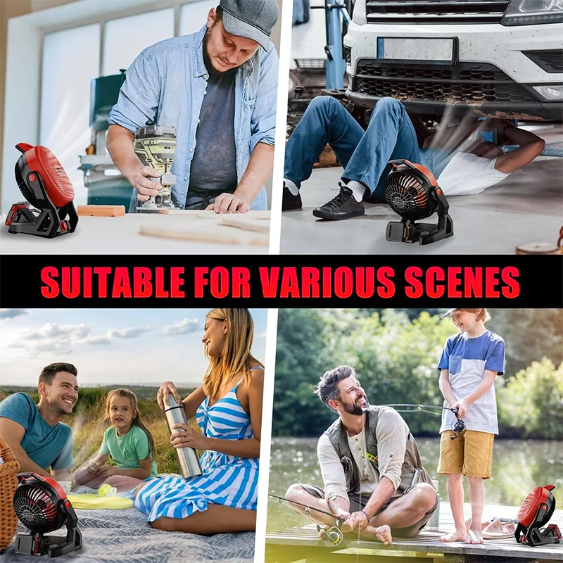 For Milwaukee Turbo Fan EGOD Wide-Angle Fan 180° Rotation Portable Fan Rechargeable Blower Multi Scene Adaptation Electric Tools