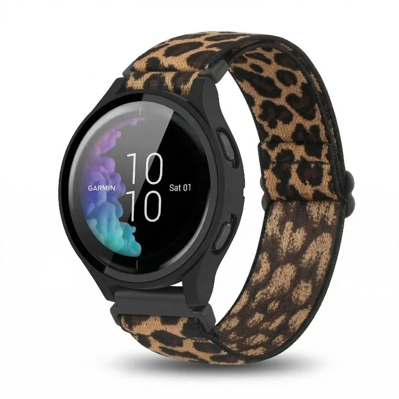Leopard Nylon Strap For Samsung Galaxy Watch 7 6 5 4 40mm 44mm Glass Case 20mm Nylon Loop Band Correa For Galaxy 7 6 5 4 Belt