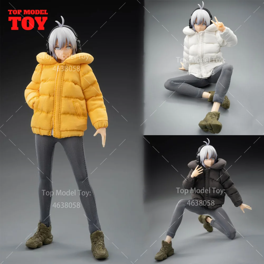 Auf Lager hasuki cs013 Winter lässige Daunen jacke im Maßstab 1/12 mit Yoga hosen Kleidung Modell für 6 ''Mädchen Action Figuren puppen