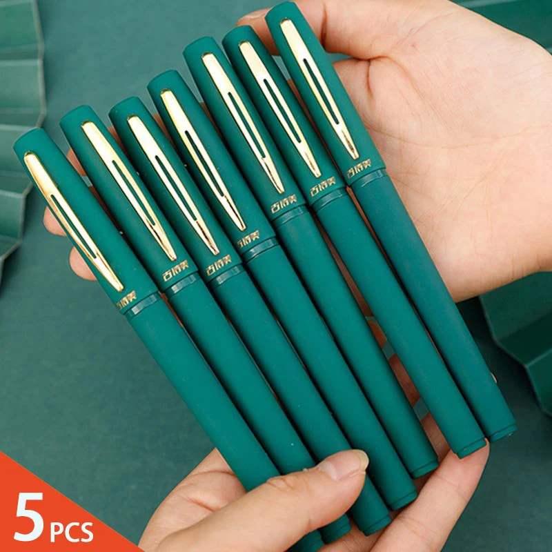 5Pcs/lot Green Ink Ballpoint Pen  0.7mm Special Colors Thick Line Gel Pens for Writing Markers Office Stationery School Supplies