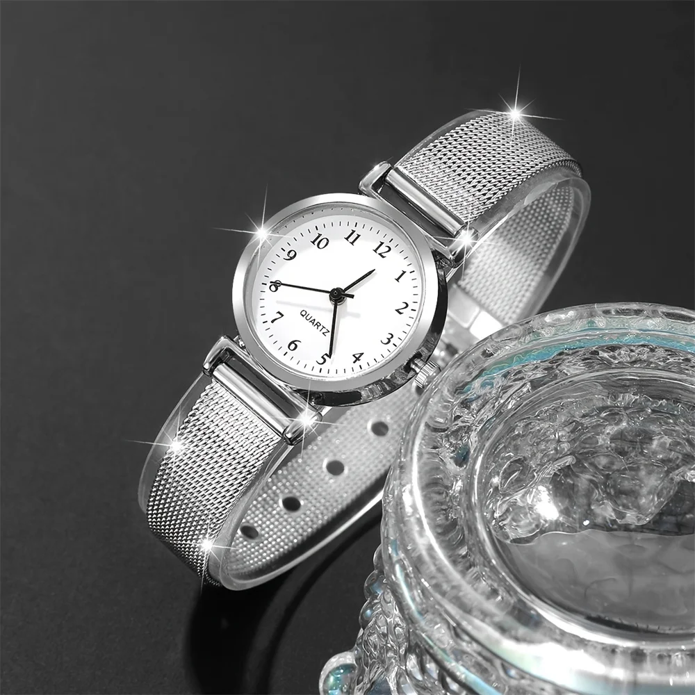 Jam Tangan Fashion Wanita Set Jam Tangan Gelang Kasual Jam Tangan Kuarsa Dial Sederhana Wanita Jam Gaun Montre Femme