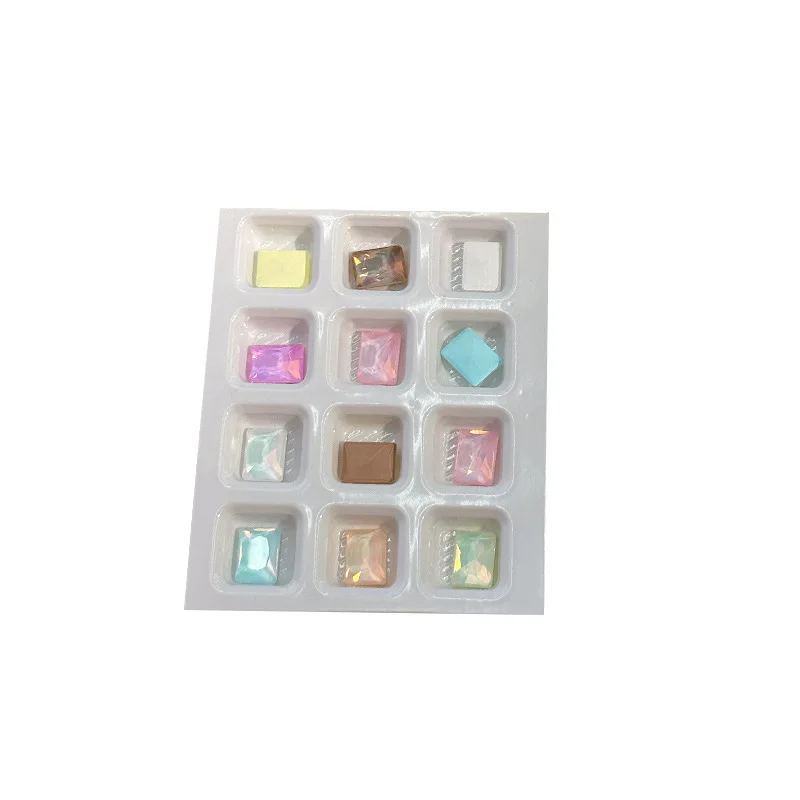 12 قطعة علوية موكا ملونة مسطحة الظهر كريستال الماس ستار الحب الدهون مربع المستقيم البيض مسمار الفن الراين زينة مانيكير السحر