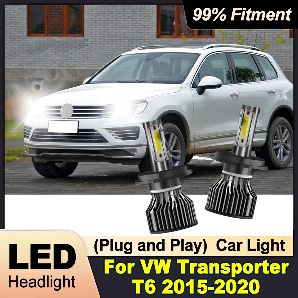 

2X Автомобильная светодиодная фара 6000K Белая H4 Фара дальнего ближнего света 30000LM 300W Для VW Transporter T6 2015-2020 Автомобильный свет Plug and Play