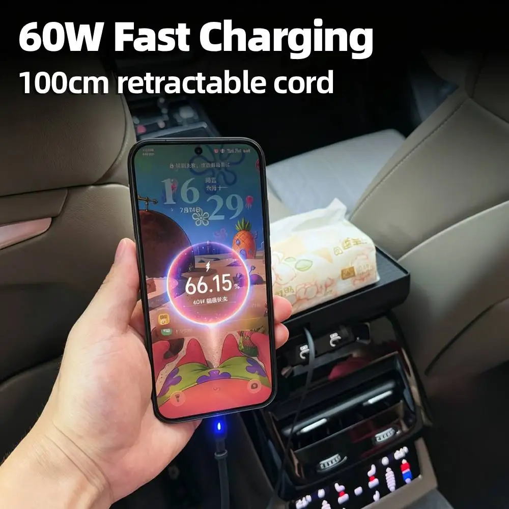Car Docking Station Fast Charging Dock Rear Seat Retractable Cable Hub Tissue Box Auto Interior Accessories for Audi A6L C9 2026