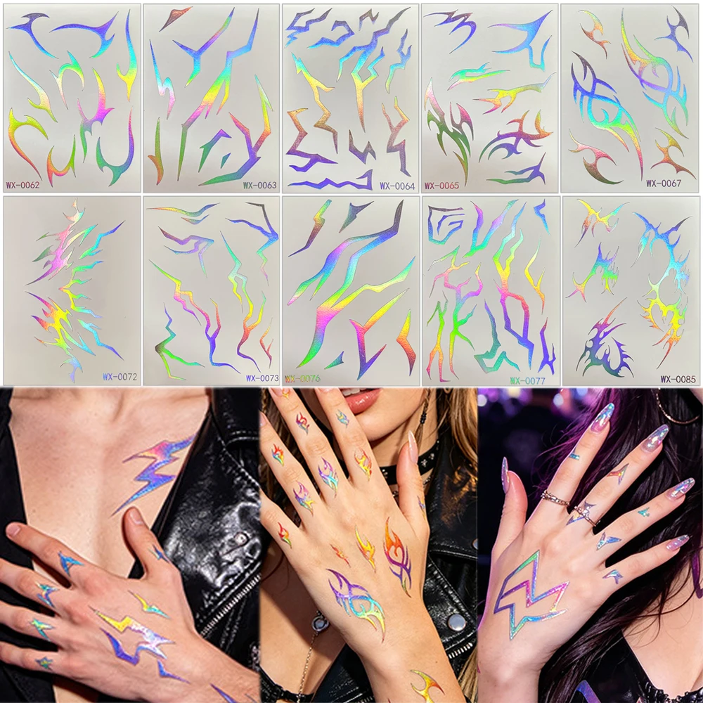 10pcs Cosplay Body Stickers for Women Men Temporary Tattoos for Hand Face Body Decor Suitable for Dance Performance Party Gifts