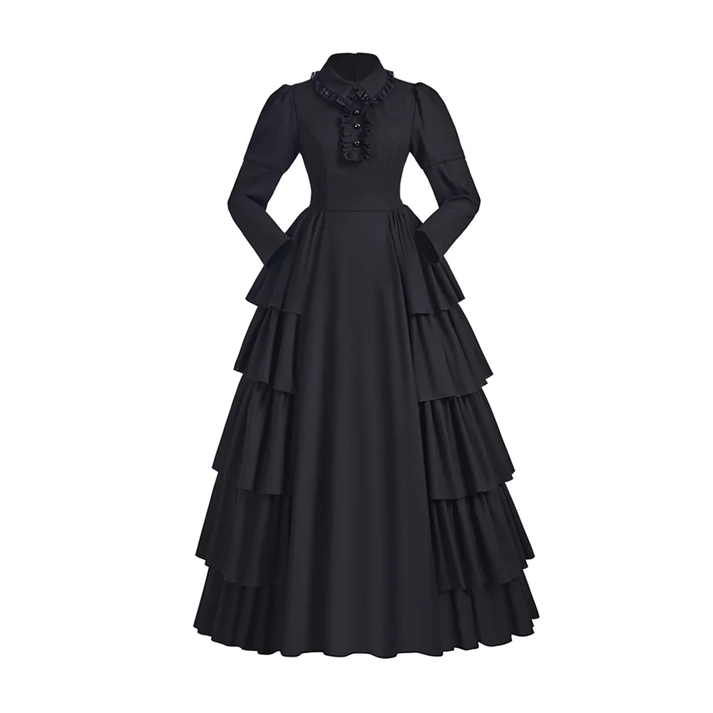 1880s Black Victorian Dress Civil War Renaissance Medieval  Vintage Costumes Vampire Historical Period Mourning Ball Gown