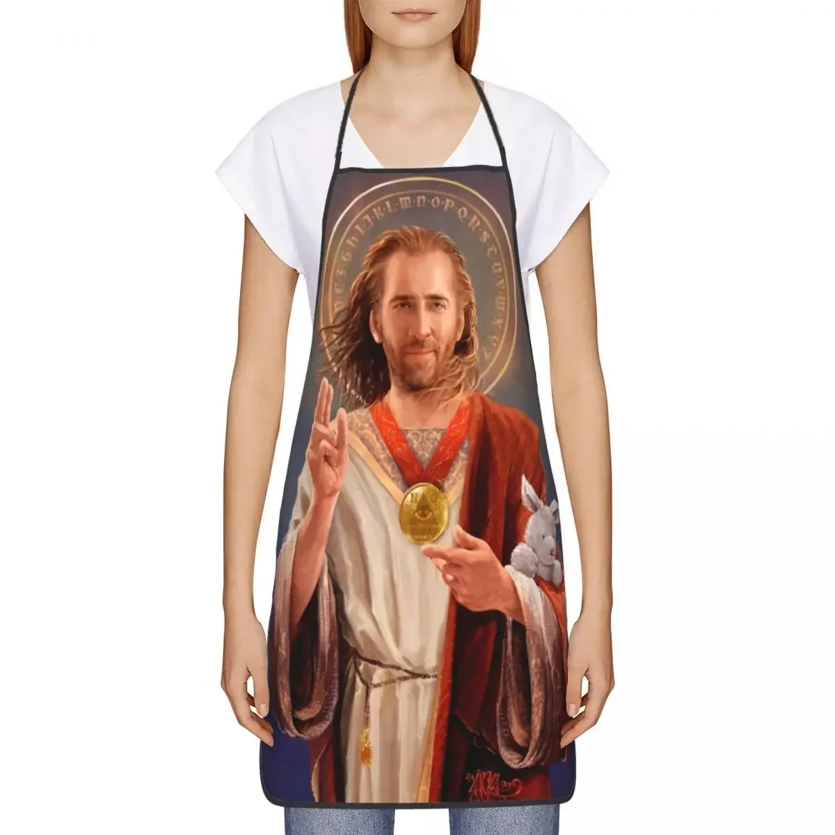 Unisex Saint Nicolas Cage Bib Apron Adult Women Men Chef Tablier Cuisine for Cooking Kitchen Baking