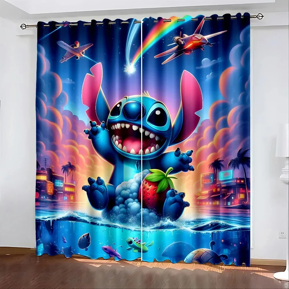 Disney Cartoon Stitch Curtains are suitable for boys and girls bedroom windows living room blackout curtains, bedroom decoration