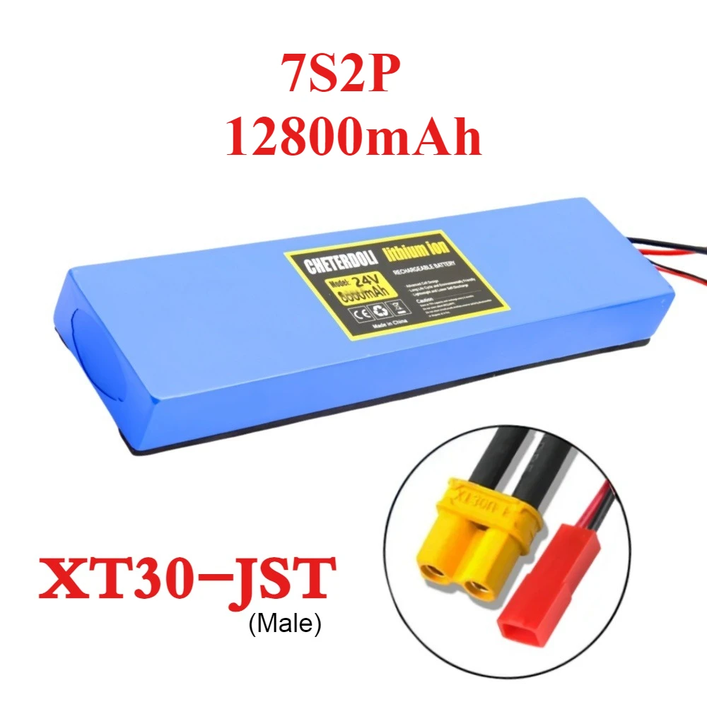 Aleaivy 7S2P 24 V 12,8 Ah 18650 Lithium-Ionen-Akku, 29,4 V 12800 mAh Lithium-Ionen-Akku, geeignet für Elektroroller und Fahrräder 7