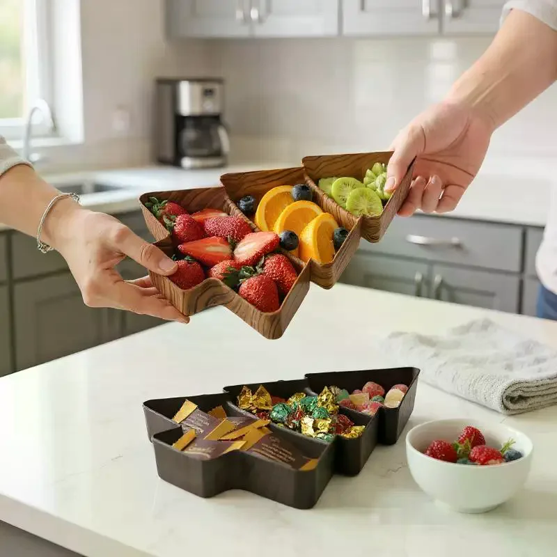 

Christmas 2025 Joyful 3-Cavity Snack Trays Tree Shaped New Years 2026 Festive presents