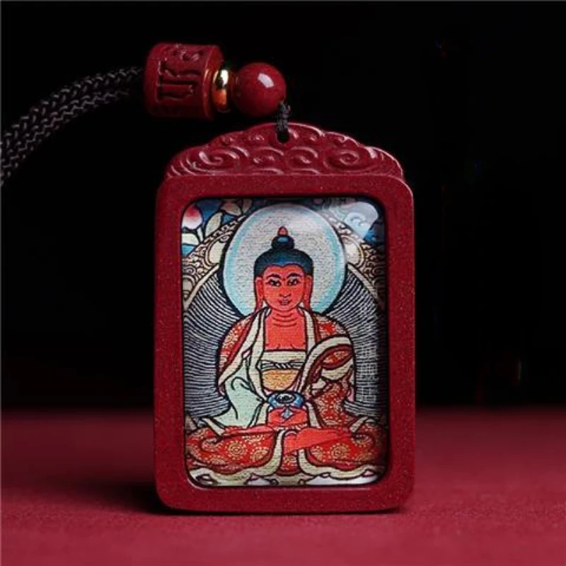 

Tibet Hand-Painted Thangka Pendant Purple Gold Sand Cinnabar Zodiac Zodiac Year of Birth Buddha Necklace Pendant Cinnabar Charm