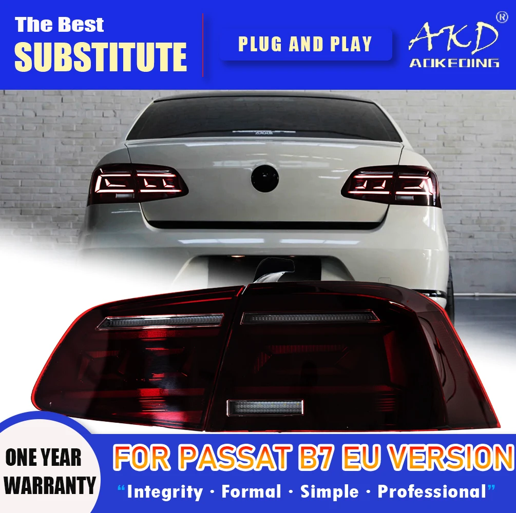 

Задний фонарь AKD для VW Passat B7 версии ЕС, светодиодный задний фонарь 2012-2016, задний противотуманный тормозной сигнал поворота, автомобильные аксессуары