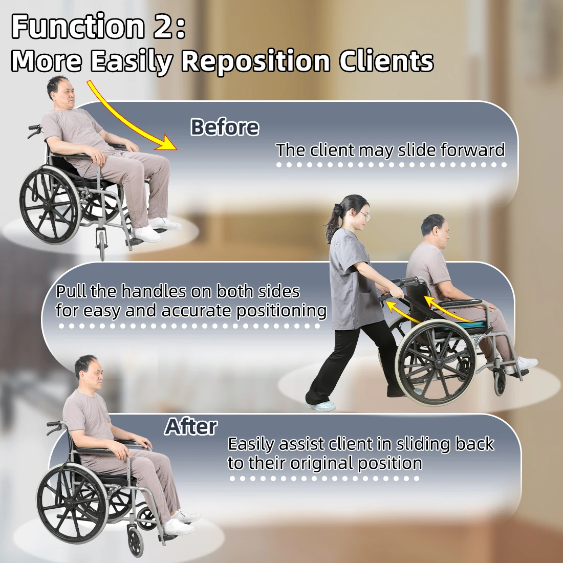 Ehucon One Way Glide Seat Cushion for Wheelchairs - 17x17 Inch Non-Slip Transfer Pad with Handles for Elderly & Patient Mobility view 5