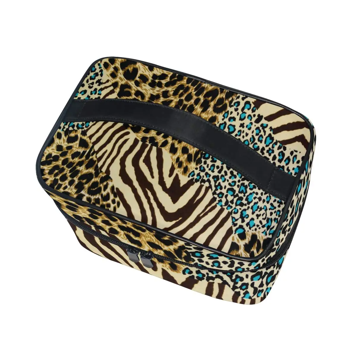 Cosmetic Bag Animal Print Zebra Leopard Travel Makeup Organizer Bag Portable Train Case for Women Girls