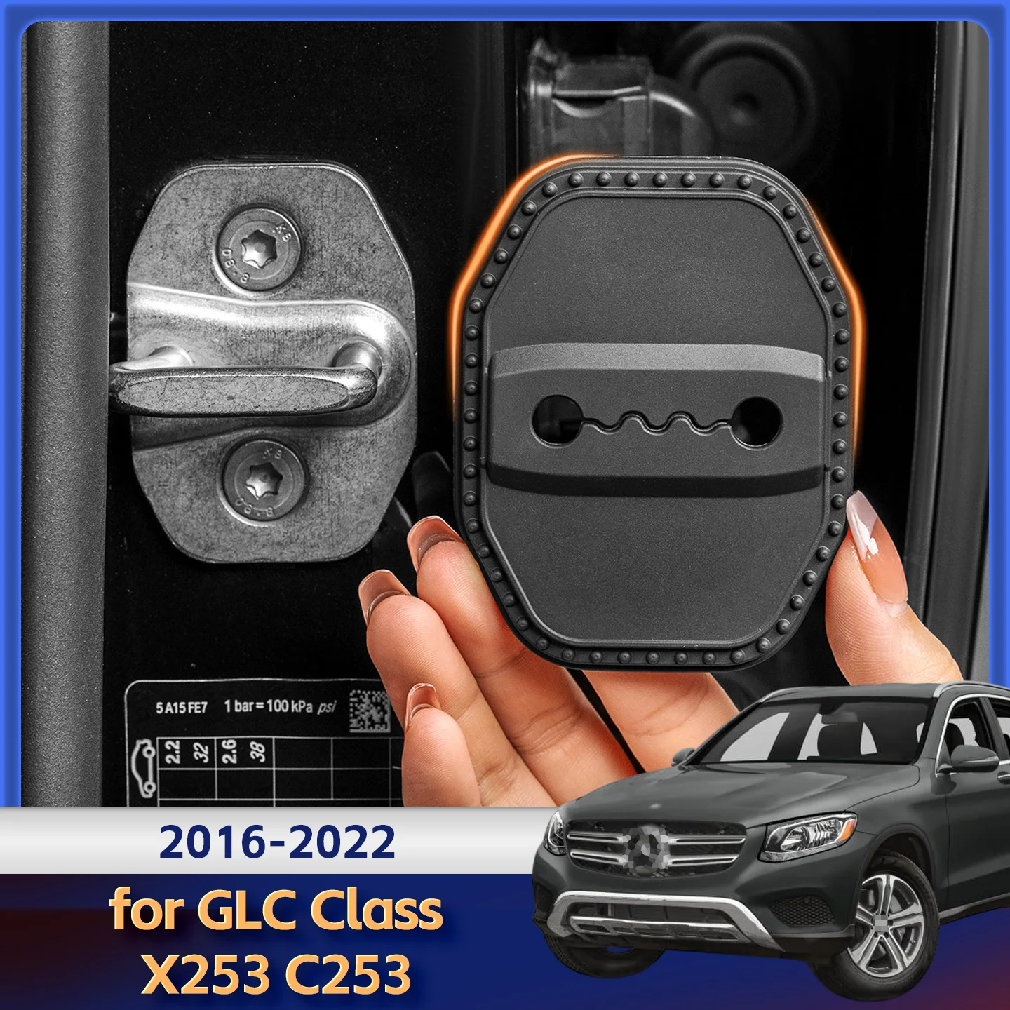 

2/4Pcs Silicone Car Door Lock Cover Protective Decoration Case For Mercedes-Benz GLC Class X253 C253 2016-2022 2019 2020 2021