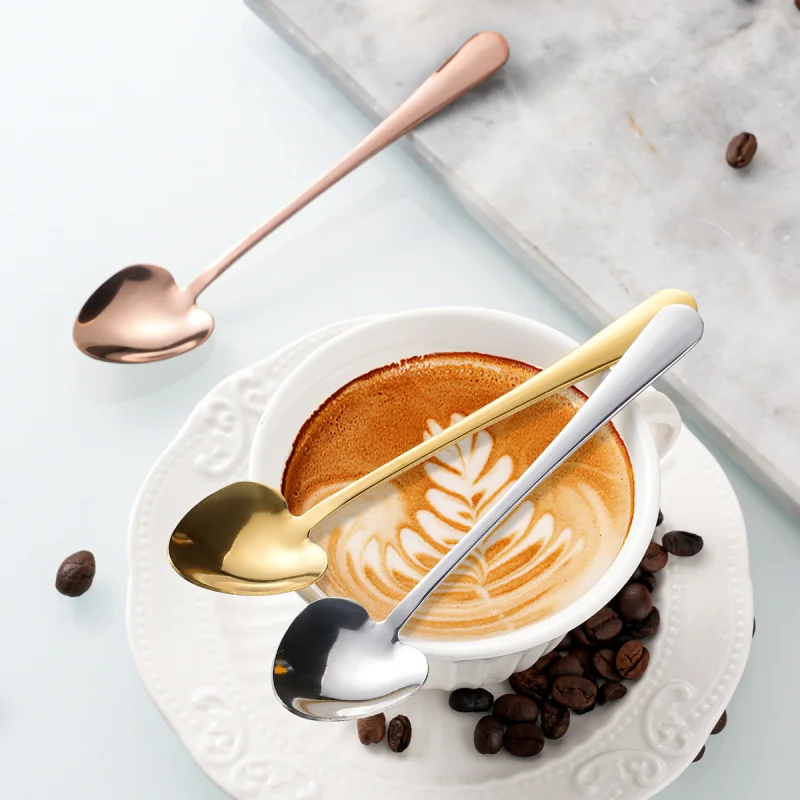 5PCSStainless Steel Small Spoon Creative Heart-shaped Dessert Spoon Coffee Stirring Spoon Bird's Nest Gift Spoon