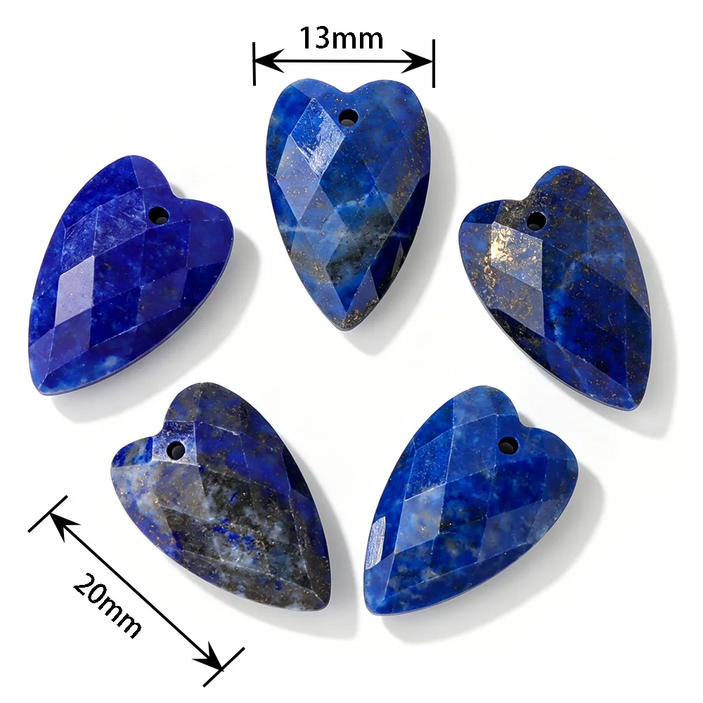 2PCS Faceted Heart Natural Stone Charms 13X20MM Single Hole Love Crystal Pendant Beads For DIY Necklace Earrings Jewelry Making