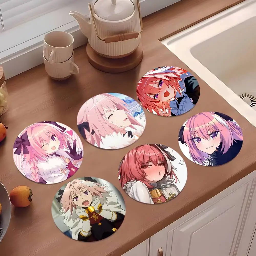1pc Fate Grand Order Astolfo Coasters 10cm Round Wooden Suitable For Drinks Tea Coffee Home Gift Choice Holidays