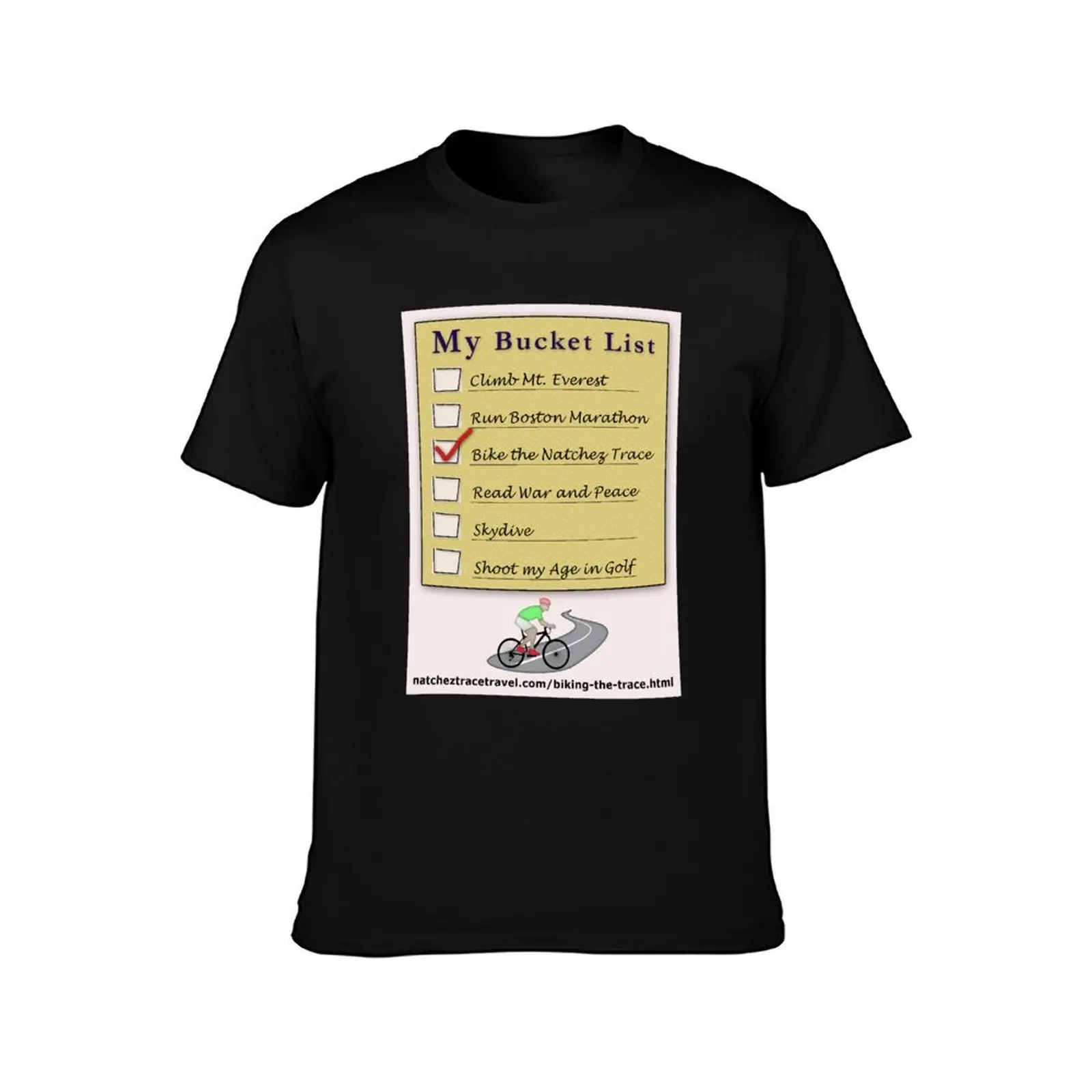 Bicycle the Natchez Trace Bucket List T-Shirt, Summer Casual Cotton Tee, Oversized Streetwear Tops, Vintage Graphic Print