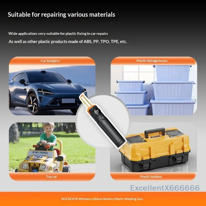 Soldador Portátil de Plástico PW35 com 4 Grampos, Ferramenta de Reparo Sem Fio Recarregável USB 4000mAh para Manutenção de Carros, Barcos e Caiaques