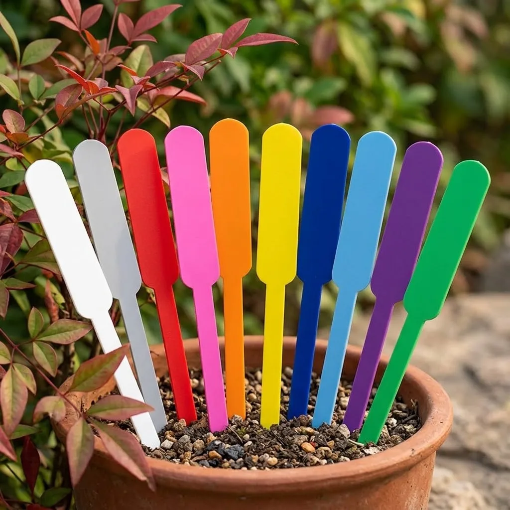 Garden Plant Tags 100PCS Waterproof Plastic Labels for Flowers Herbs Bonsai Pot Seedling Marker Sign DIY Planter Decor Tool Pack
