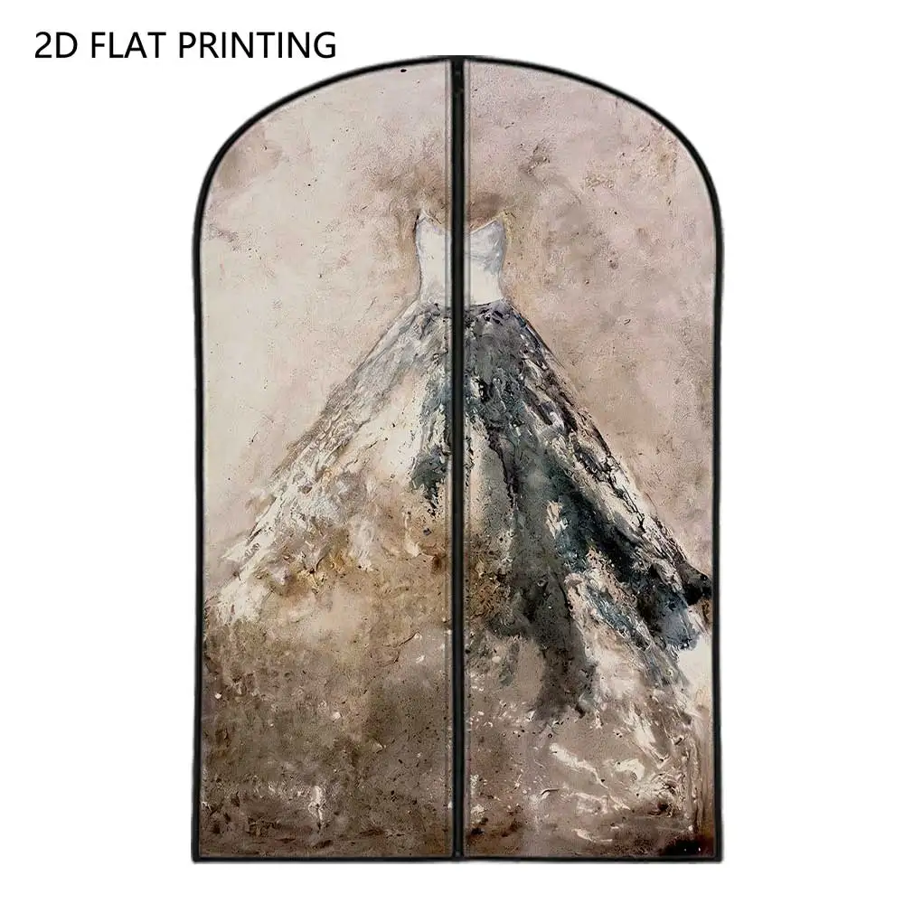 1pc Vintage Wedding Gown Compressed Dust Cover Clothes Compression Hanging Storage Bag Household Wardrobe Organizer