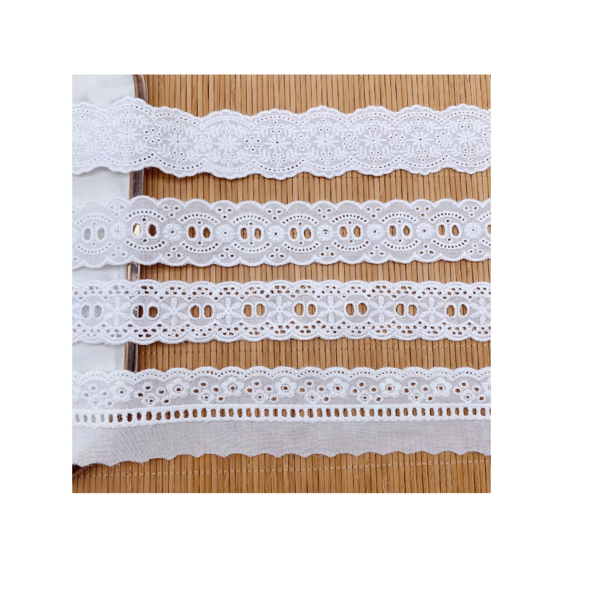 Embroidery Bilateral White Lace Cotton Fabric DIY Wearable Ribbon Cotton Wedding Dress Skirt Sewing Garment Accessories