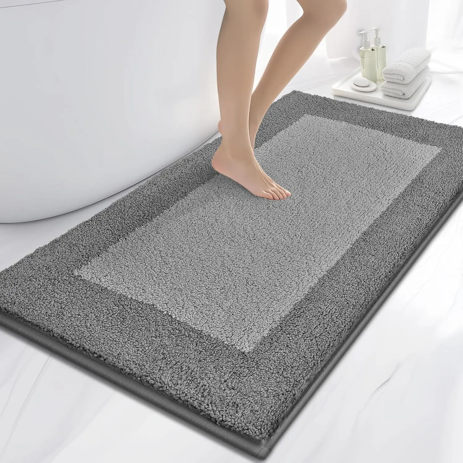 

Non-Slip Bathroom Rugs 30x60 Inch, Ultra Soft Absorbent Bath Mat, Machine Washable Quick Dry, Grey
