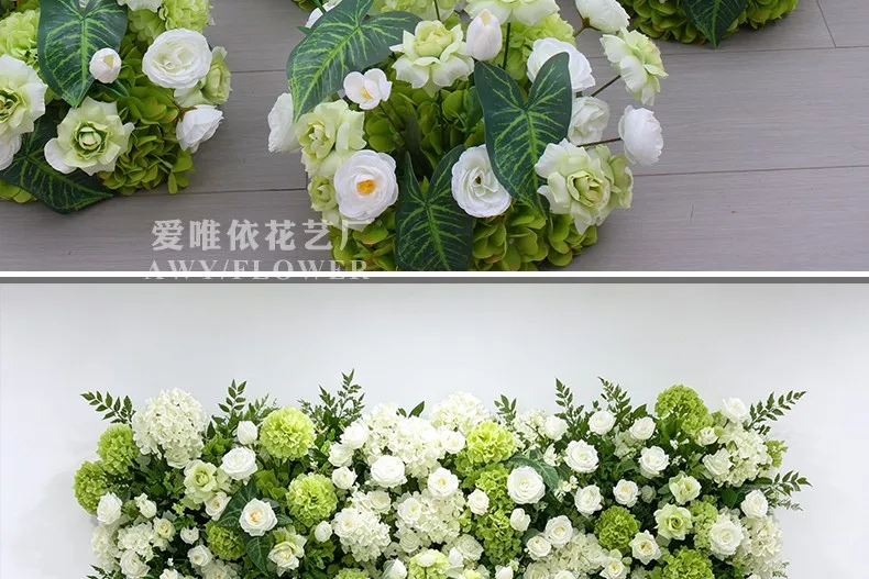 Künstliche Blumenkugel Grün-Weiß Hochzeitstisch-Dekoration Rose Hortensie Blumenarrangement für Party Bankett Event Heim-Deko – Detail 9