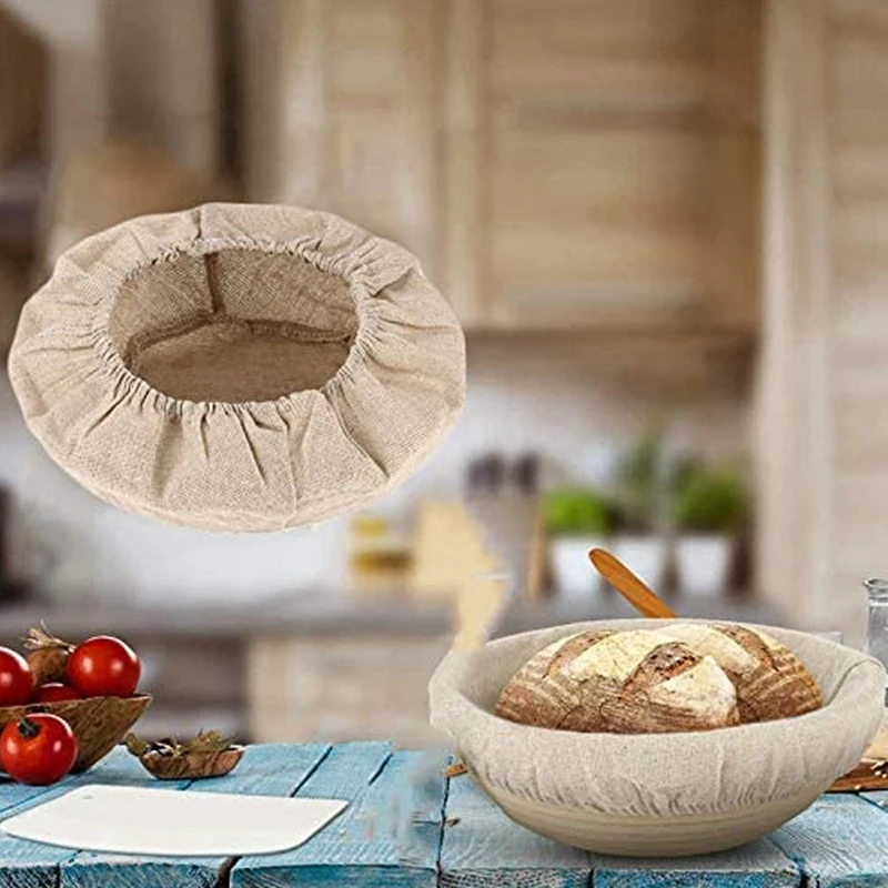 

PORK-7Packs 8-дюймовая круглая ткань для корзины для расстойки хлеба, вкладыш для защиты от булочек на закваске, ткань для корзин для восстановления теста, выпечки