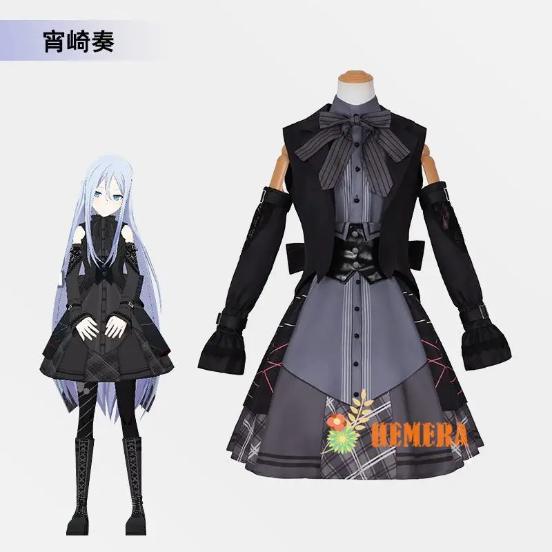 Yoisaki Oke Ade Game Project, scène colorée Sekai! Feat. PJSK-Robe Lolita Cosplay Costume pour Femme, Tenues d'Halloween