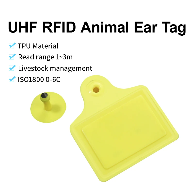 10pcs Cattle Animal Ear Tag UHF RFID 3m Read Range 860-960MHz ISO180006C Cow Ear Tag for Livestock Management