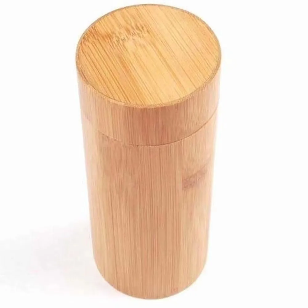 Retro Column Shape Bamboo Glasses Case Lightweight Brown Wood Glasses Case Smooth Natural Wood Eyewear Case Home Storage