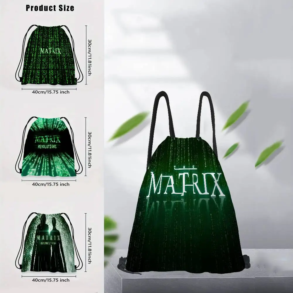 T-The M-Matrix Movie 1 قطعة حقيبة ظهر برباط حقيبة ظهر بسلسلة أكياس السرج حقيبة السائبة للمدرسة اليوغا رياضة رياضة السفر